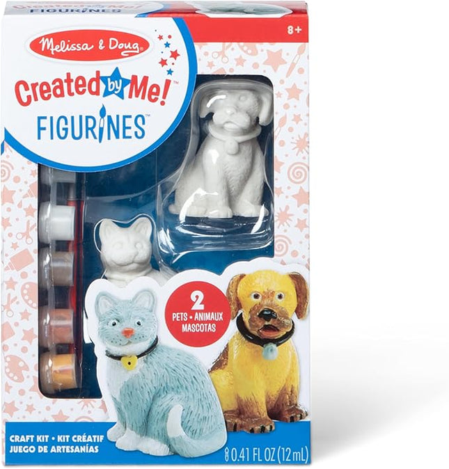 Melissa & Doug Created by Me! Pet Figurines Craft Kit (Resin Dog and Cat, 6 Paints, Paintbrush)