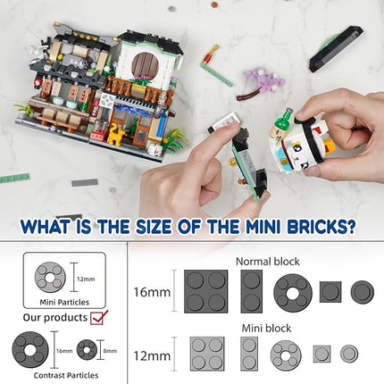 Japanese Street View Izakaya Shop Mini Building Blocks, MOC Creative Cute Japanese Toys Model Set, 809 PCS Simulation Architecture Construction Toy, Gift for Adults Kids Girls Boys 6-12