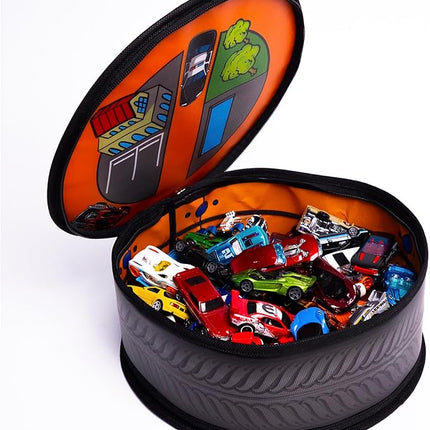 Hot Wheels Tara Toy: ZipBin Wheelie Track Pack - Unzips Into A Racetrack Mat, Holds 100 Toy Cars, Storage & Play, Circle Tire Design, Kids Ages 3+