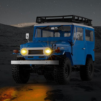 BEEZRC FMS 1/10 RC Crawler FJ40 Toyota Licensed RS 4WD 2.4G Model Rc Car Hobby 4x4 RC Rock Crawler Offroad RC Truck Remote Control Car with Transmitter for Adults (Blue) FMS11035RSBU