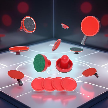 2 Pcs Red Air Hockey Pushers and Air Hockey Pucks Great Goal Handles Paddles Replacement Accessories for Game Tables, Air Hockey Tables and Equipment