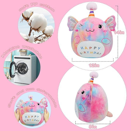 Axolotl Plush Toy 14 Inch Cute Unicorn Birthday Stuffed Animal Soft Axolotl Plushies Pillow Multicolour Doll Gifts for Kid Toddlers Home Room Decoration