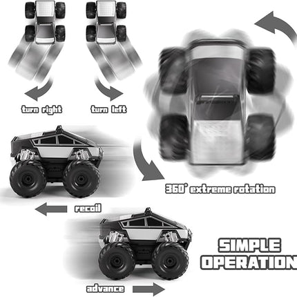 Remote Control Monster Truck Toy, Waterproof 1:16 4WD Amphibious Cyber RC Truck All Terrain Off-Road Car for 6+ Years Old Kids Boy (Black)