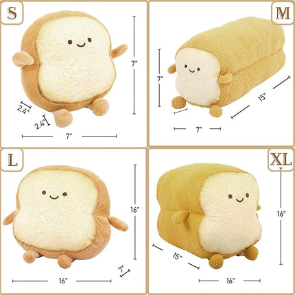DENTRUN Toast Plush Pillow, Stuffed Bread Shape, Soft Food Plushie for Kids & Adults, 15"