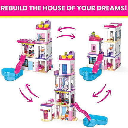 MEGA Barbie Color Reveal Building Toys Set, DreamHouse with 545 Pieces, 5 Micro-Dolls, 6 Pets and Accessories, 30 + Surprises, Kids Ages 6+ Years