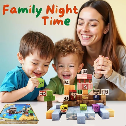 Magnetic Blocks Pirate Ship Magnet Cubes 100Pcs Montessori Building Block Sets STEM Sensory Construction Toys for Boys Girls Ages Kids 3-12 Birthday Party Gifts