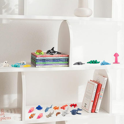 22PCS 3D Printed Sea Animals Toys, 3D Printed Mini Ocean Animals Articulating Flexible Fidget Toys, Cute Animal Figurines Toys Birthday Office Desktop Home Decoration
