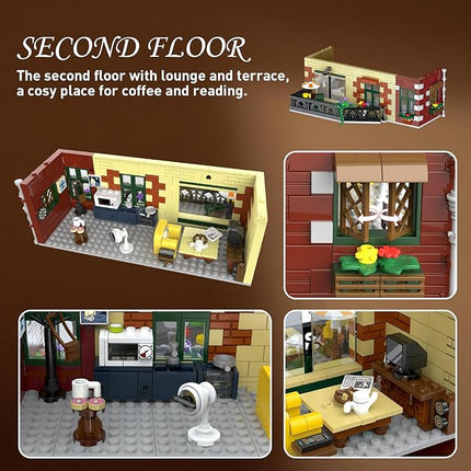 Coffee House Building Set with Light, 1589 PCS City Cafe Shop Building Block Toy with Stage Street Lights, Architecture Construction Model for Adults Teens Kids Ages 10 11 12+ Boys Girls