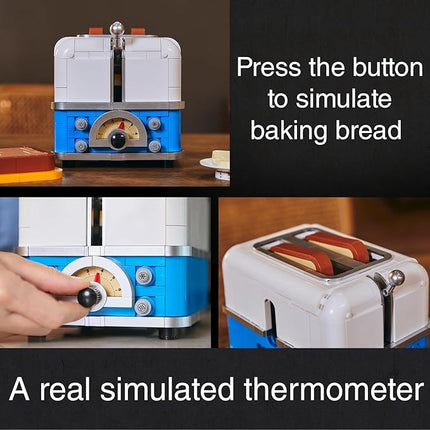 Retro Toaster Building Set for Adult, Vintage Toaster Building Kit, Nostalgic Gift for Fans of Retro Toaster and Retro Décor, Toaster Building Bricks Model Compatible with Lego