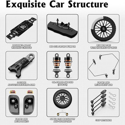 1:10 Brushless RC Car Alloy Roller for Adults, 4WD Hobby On-Road Race Car Roller with 1/8 Differential and Aluminum Shock Absorbers