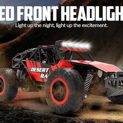 RACENT Remote Control Cars for Boys - 1:16 Scale 20kph Fast RC Truck All Terrain Off-Road Monster Truck Toy for Kids & Adults with 2 Rechargeable Batteries (Red)