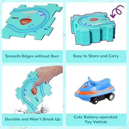 New Plastic Puzzles for Kids Ages 3-5 with A Cute Vehicle, Toddler Puzzle Track Play Set Gift, Critical Thinking Educational Toys, Toys for 3 4 5 6 Year Old Boys Girls