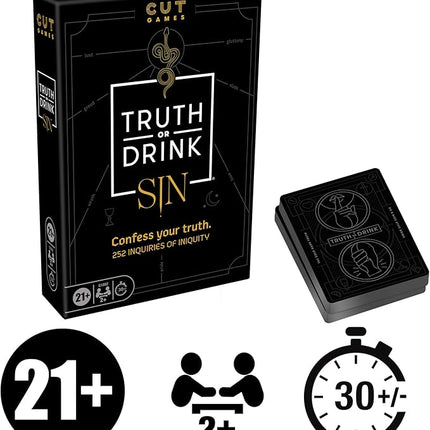 Truth or Drink: Sin Edition Adult Party Game by Cut | 250+ Questions Inspired by 7 Deadly Sins | Ages 21+ | 2+ Players | 30 Mins. | Stand-Alone or Expansion