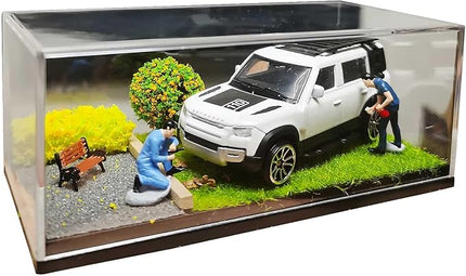 1/64 Scale Street Diorama Display Case- Clear Storage Case with Realistic Urban Road Scene for Hot Wheels, Matchbox & 1:64 Model Cars- Diecast Toy Garage-Fall