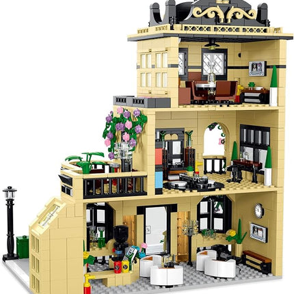 City Cafe Architecture Building Kit with LED Lights,3 Levels City Cafe Model Building Blocks Toy,for 12+Age Teen,Adult（1443 Pieces）