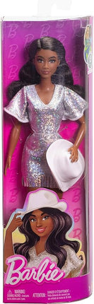 Barbie Fashionistas Doll #239 with Black Hair Wearing Sparkly Silver Fringe Dress with Western Accessories Like White Cowboy Hat and Boots