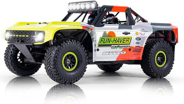 FMS 1/7 Ford Bronco RTR EB Fast RC Truck – Licensed by Ford & RTR Vehicles, 80km/h Short Course Truck, 4WD Brushless RC Car, CNC Metal Parts, Off-Road Rock Crawler 4x4 for Adults (2024 Paint Scheme)