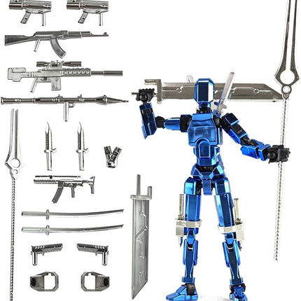 Assembly Completed T13 3D Printed Action Figures,Dummy 13 Robot 13 Movable N13 Action Figure, Lucky 13 Gift for Collectors Desktop Decorations for Game Lovers Toy(Metallic Blue)