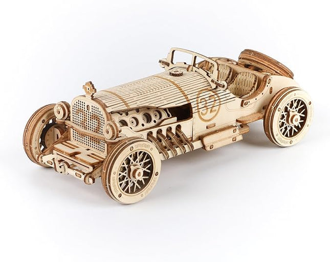 ROKR Model Car Kits Wooden 3D Puzzles Model Kits for Adults Educational Brain Teaser Assembly Model, Desk Decor/DIY Hobbies/Gifts (Grand Prix Car)