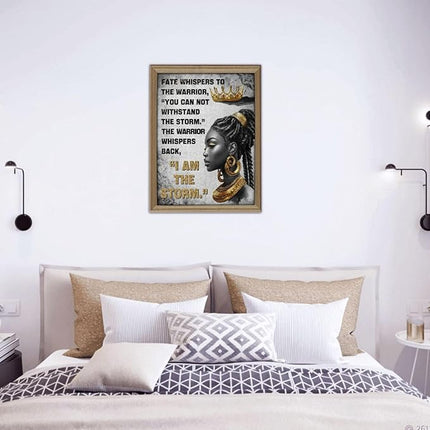 African American Jigsaw Puzzles 500 Pieces for Adults, I Am The Storm Crowned Queen Art, Black Woman Wooden Puzzle for Stress Relief, Challenging Brain Teaser & Home Decor