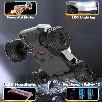 RC Remote Control Car Cybertruck Toy, Police Car Toy 2.4GHz, LED Lights, 2 Rechargeable Batteries, Ideal Gift for Boys Girls Ages 3+ Years