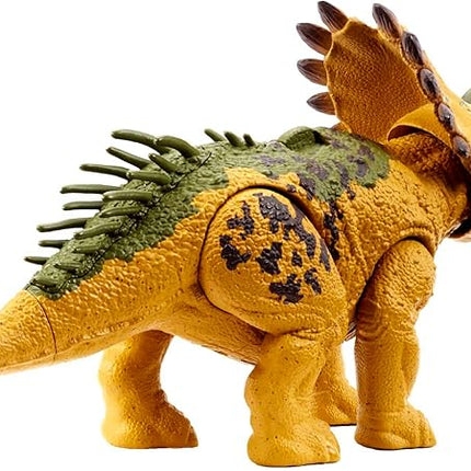Mattel Jurassic World Wild Roar Dinosaur Toy with Sound & Attack Move, Regaliceratops Posable Action Figure Includes Digital Play, 11 inches Long
