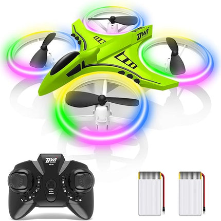 Dwi Dowellin Mini Drone for Kids Crash Proof LED Night Lights One Key Take Off Landing Flips RC Remote Control Small Flying Toys Drones for Beginners Boys and Girls Adults Nano Quadcopter, Green