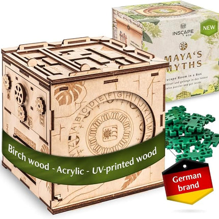 INSCAPE Maya´s Myths - Puzzle Box - Escape Room in A Box - Cluebox - Gift Puzzle Boxes for Adults with Hidden Compartments - Escape Room Puzzles Escape Room Game - Brain Teasers Puzzles for Adults
