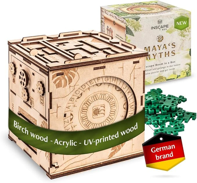 INSCAPE Maya´s Myths - Puzzle Box - Escape Room in A Box - Cluebox - Gift Puzzle Boxes for Adults with Hidden Compartments - Escape Room Puzzles Escape Room Game - Brain Teasers Puzzles for Adults