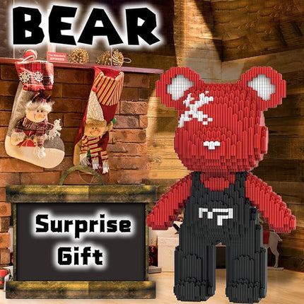 Red Bear Micro Building Blocks Set(4500Pieces) Music Bear Building Blocks Gift for Adult and Kid