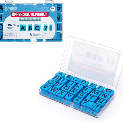 Educational Insights Alphabet Rubber Stamps - Uppercase 5/8", Set of 26 Letters and 4 Punctuation Marks: Perfect for Homeschool & Classroom, Ages 4+