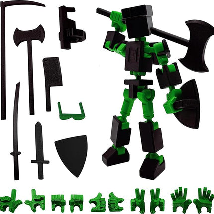 (Assembly Completed) 3D Printed 6.65-inch Action Figure Mini-13, Full Body Mechanical Movable Toy, Multiple Accessories, Desk Decoration, Creative Gifts (Black2)