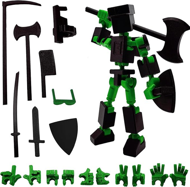 (Assembly Completed) 3D Printed 6.65-inch Action Figure Mini-13, Full Body Mechanical Movable Toy, Multiple Accessories, Desk Decoration, Creative Gifts (Black2)