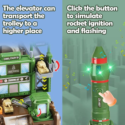 Toy Car Ramp Track, Adventure Railcar Colorful Vehicles Construction Play Set with 8 Cars Track Gifts for Kids 3+