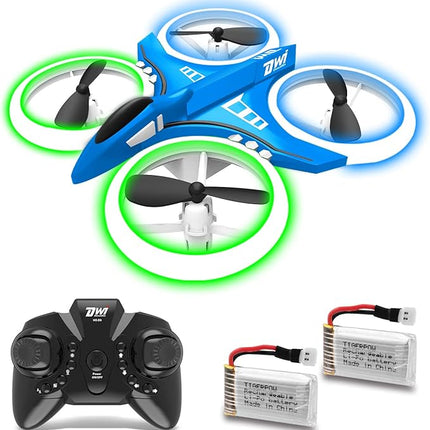 Dwi Dowellin 4.9 Inch Mini Drone for Kids LED Night Lights One Key Take Off Landing Flips RC Remote Control Small Flying Toys Drones for Beginners Boys and Girls Adults Nano Quadcopter, Blue