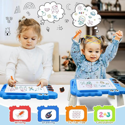 AiTuiTui Magnetic Drawing Board Toddler Toys with Legs for Girls Boys, Color Sketch Writing Scribble Doodle Pad Travel Games, Educational Learning Kids Toys for Toddlers Birthday (Blue)