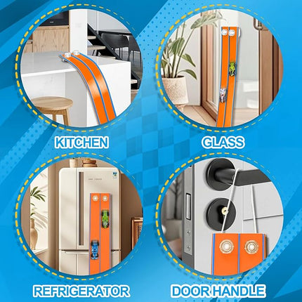 Flexible Race Track Toys for Kids 15 Ft with 4 Cars & Suction Cups, Portable Double Lane Racetrack Compatible with Hot Wheels & 1/64 Diecast Cars, Fun Car Ramp Track Set for Ages 3+(Orange & Blue)