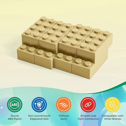 500 Piece Classic Building Bricks and 1 Gray Baseplate, 2x4 Bricks Bulk Creative Building Toys, Blocks Bulk for Kids Ages 6+, Sand(Samll Bricks, 1.25x0.62x0.47 in)