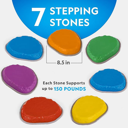 Blue Marble National Geographic Stepping Stones for Kids – 7 Durable, Non-Slip Stones Encourage Toddler Balance & Motor Skills, Indoor & Outdoor Toys, Balance Stones, Obstacle Course
