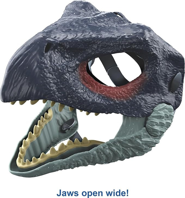 Mattel Jurassic World Dominion Dinosaur Mask, Therizinosaurus Dino Role-Play Toy & Costume Accessory with Opening Jaw & Movie-Inspired Design