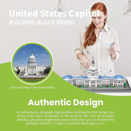 United States Capitol Architecture Model Micro Mini Building Blocks Sets World Famous Architectural Building Toys Gift for Adults and Kids 2800 Pieces