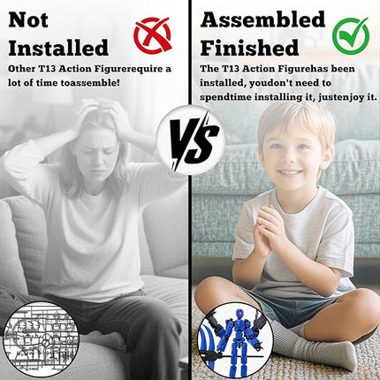 8Inch T13 Action Figure Assembly Completed, T13 Multi-Jointed Movable Robot Action Figure Set,Collectors Desktop Decorations for Game Lovers Toys (Blue)