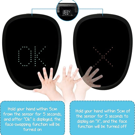 Depointer Life Led Mask with Gesture Sensing,Unisex LED Lighted Face Transforming Mask for Costume Cosplay Party Masquerade