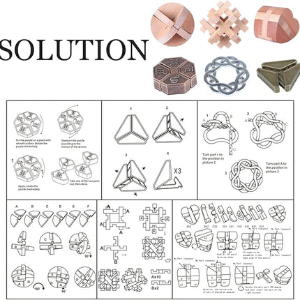 Brain Teaser Puzzle for Adults Puzzles Metal Hole Lock Adult Educational Toy Jigsaw IQ Puzzle（6 Pack） (Bronze)