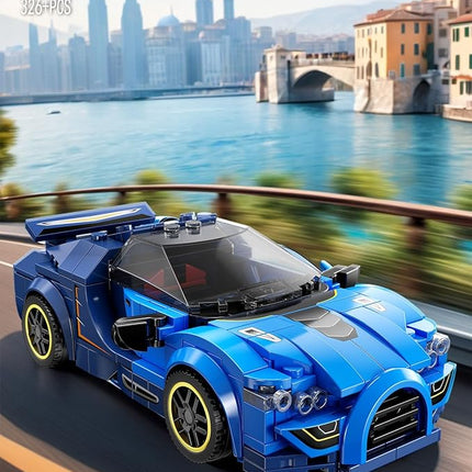 Super Sports Car Building Block Set with Display Case,Speed Race Car Building Kits Construction Toy,Car Collectible Model,Christmas Birthday Gift for Adults and Kids 6 and up(326pcs)