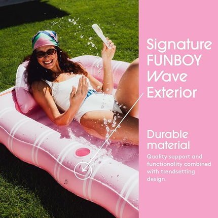 FUNBOY Tanning Pool Lounger Float, XL 72'' x 48'' Pool Float with Custom Pillow and Large Cup Holder, Perfect for Pool or Backyard.