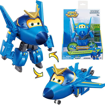 Super Wings Transformable Toys, 5 in Jerome Airplane Transforming Figures Toys, 2 in 1 Mode Rescue Bots Action Figure Toys for 3-5 Year Old Boys Girls, Fun Plane Toys for Toddlers Kids Age 3 4 5 6 7