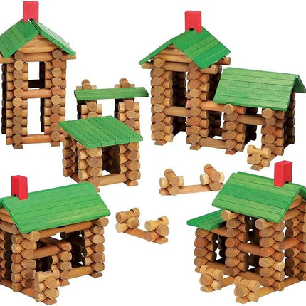 SainSmart Jr. 450 PCS Wooden Log Cabin Set Building House Toy for Toddlers, Classic STEM Construction Kit with Colorful Wood Logs Blocks for 3+ Years Old