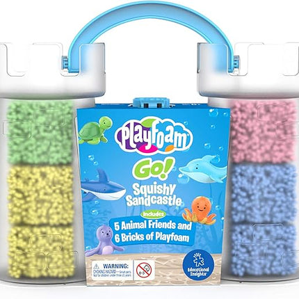 Educational Insights Playfoam GO! Squishy Sandcastle Play Set with Assorted Colors & 5 Sand Animal Toys, Fidget, Sensory Toy and Fun Summer Travel Toys for Kids, Boys & Girls Ages 3+