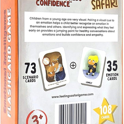 108 Feelings & Emotions Cards - Flashcard Game for Kids Emotional Intelligence - Facial Expressions & Scenarios - U.S. Company